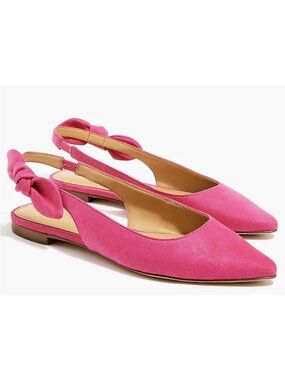 NEW! J. Crew Bow Slingback Flats - Sweet Fuchsia. 9.